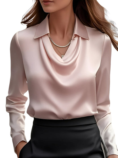 Elegante Damen Bluse aus Satin mit langen Ärmeln