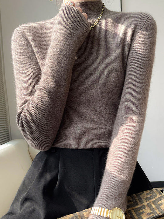 Damen Strickpullover Mit Halbhohem Kragen Und Schmalem Schnitt
