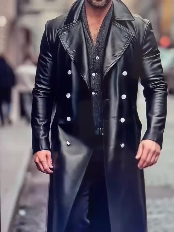 Doppelreihiger Mantel mit Reverskragen in Langform für Herren