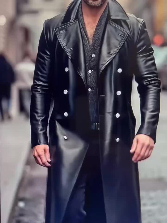 Doppelreihiger Mantel mit Reverskragen in Langform für Herren