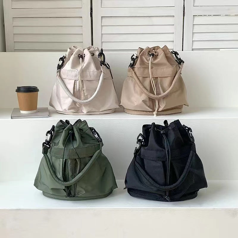Nylon Kordelzug-Beuteltasche mit abnehmbarem Griff und Schultergurt