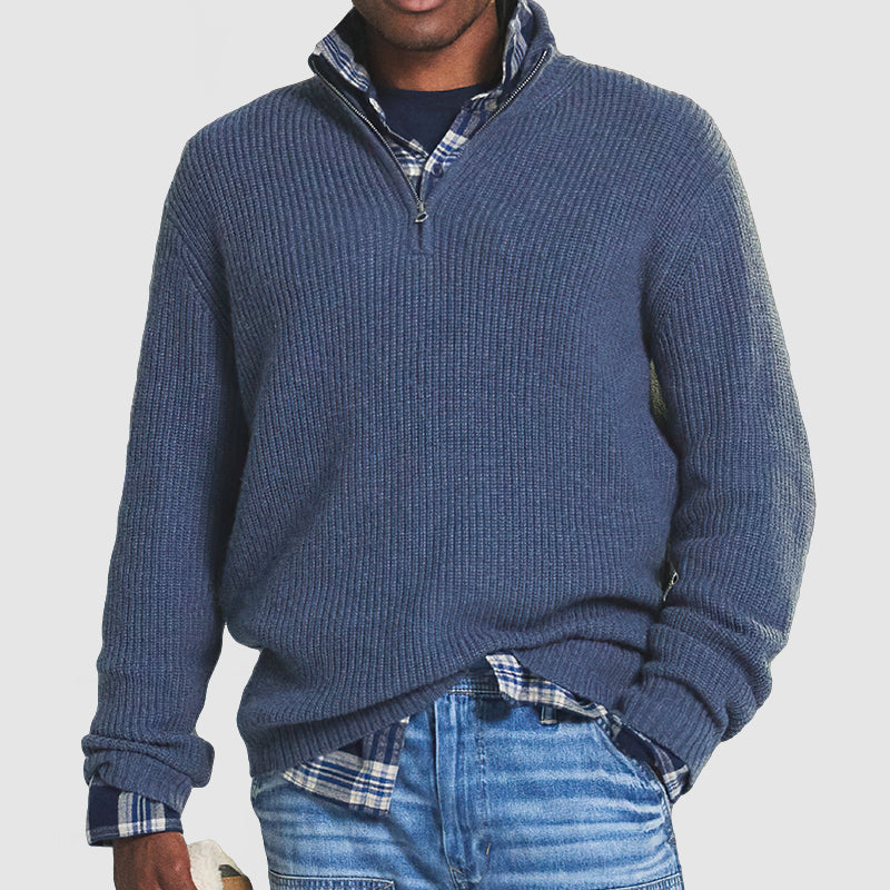 Herren Kaschmirpullover Mit Reißverschluss Im Business Casual Stil