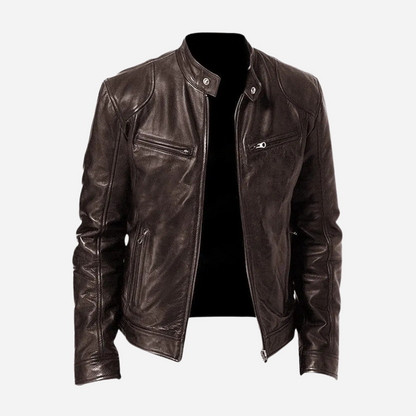 Herrens Stylische Locker sitzende und taillierte Lederjacke