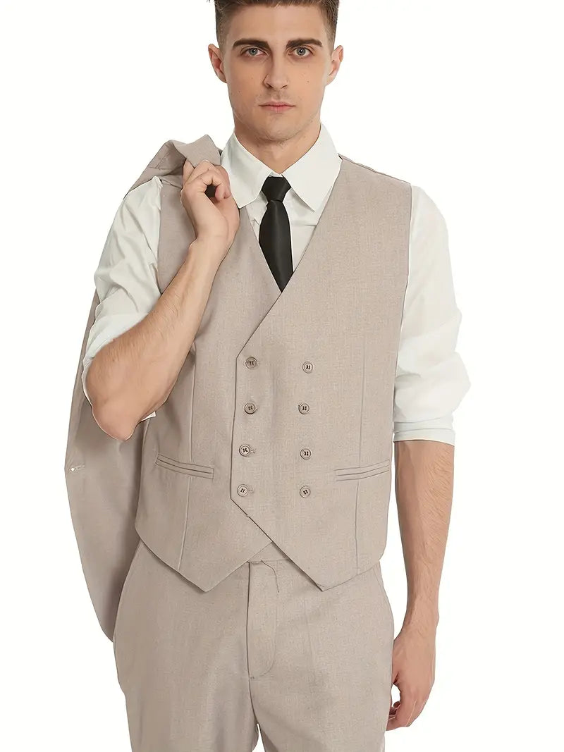 Herren Anzug Dreiteilig Mit Blazer Weste Und Hose
