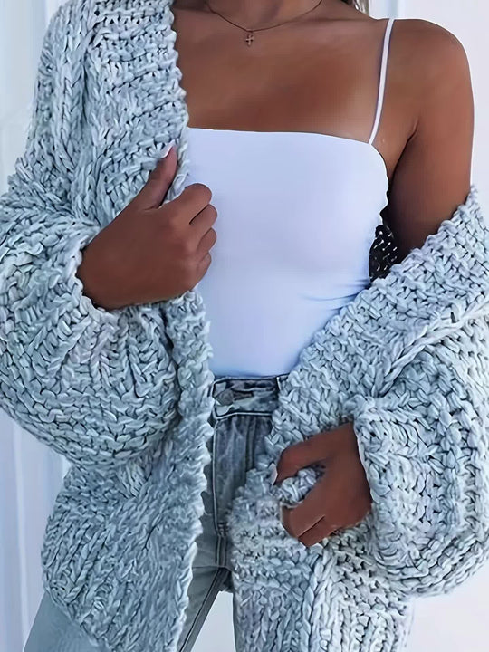 Grobstrick Cardigan mit geometrischem Muster für Damen