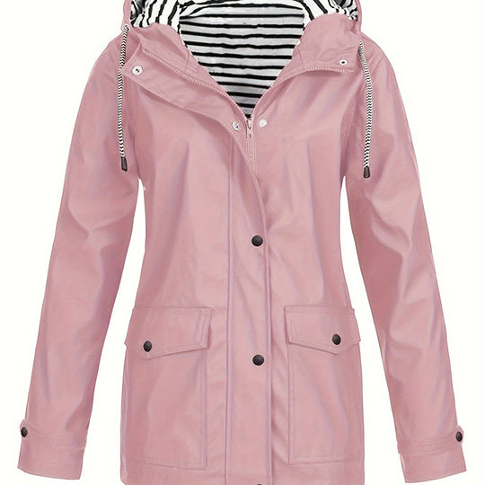 Gestreifte Jacke mit Kapuze und Reißverschluss für Damen