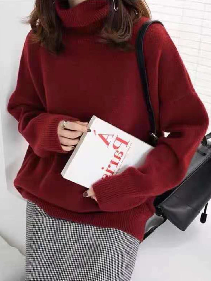 Damen Rollkragenpullover Mit Lockerem Schnitt