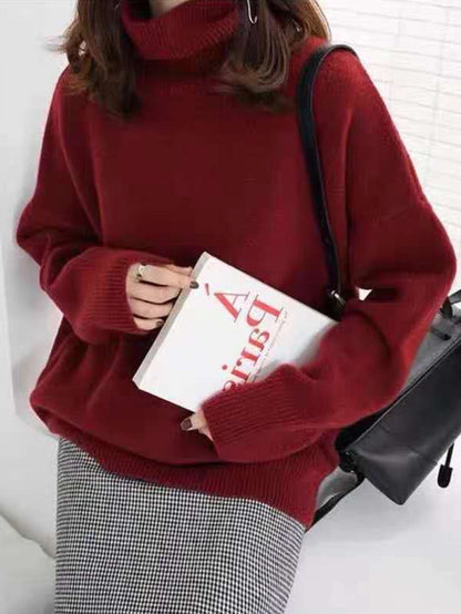 Damen Rollkragenpullover Mit Lockerem Schnitt