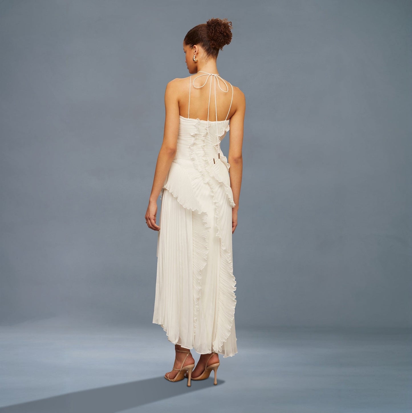 Tea Rose Weißes Midikleid mit Falten für Damen