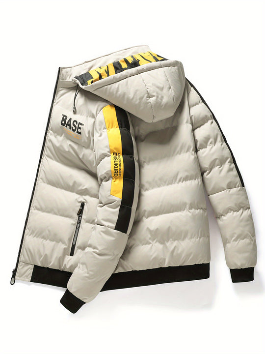 Wärmende Pufferjacke mit Buchstabenmuster für Herren