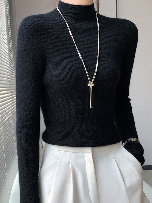 Damen Strickpullover Mit Halbhohem Kragen Und Schmalem Schnitt