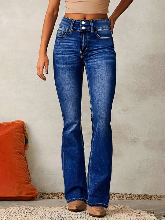 Damen Schlagjeans Mit Hohem Bund Im Retro Stil