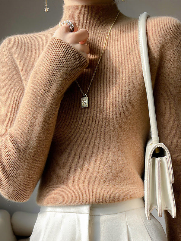 Damen Strickpullover Mit Halbhohem Kragen Und Schmalem Schnitt