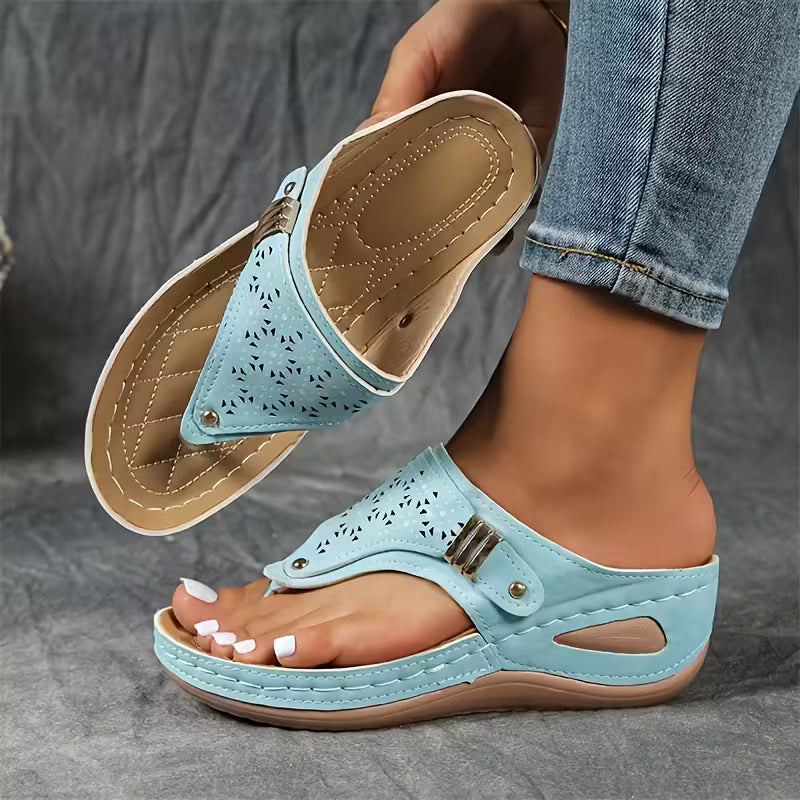 Damen Keilabsatz Sandalen Bequeme Sommerschuhe