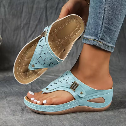 Damen Keilabsatz Sandalen Bequeme Sommerschuhe