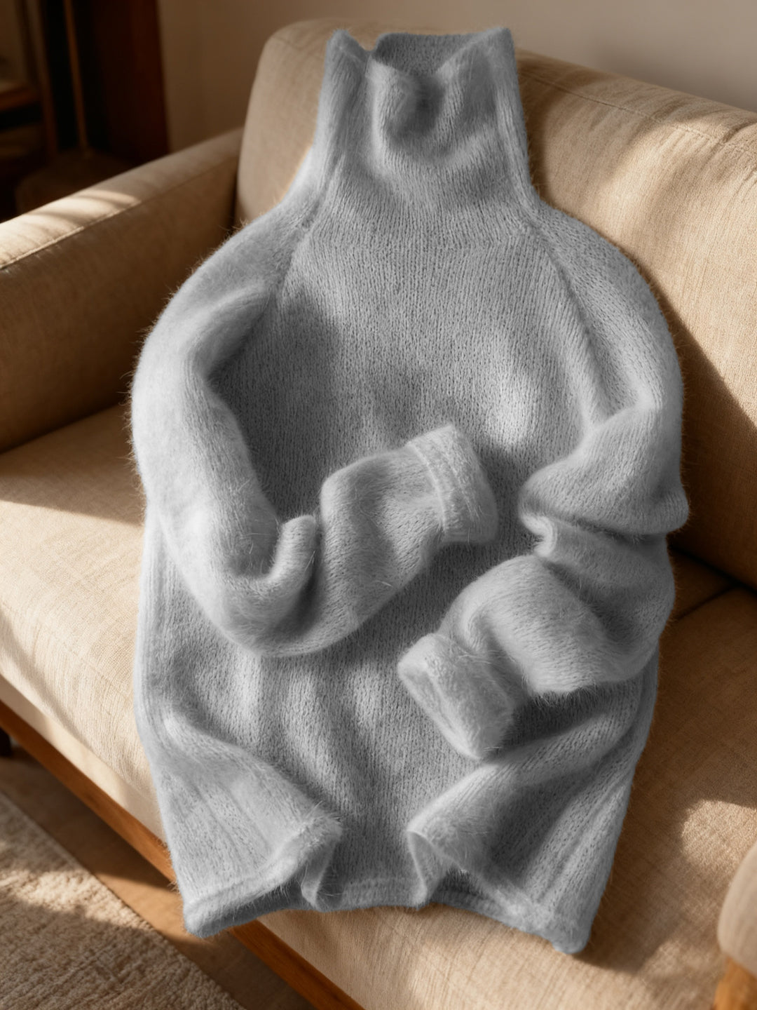 Rollkragenpullover in einfarbigem Design für Damen