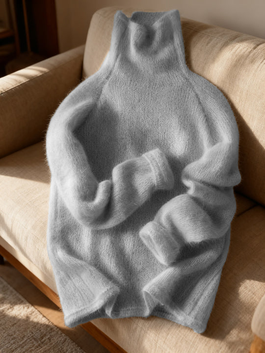 Rollkragenpullover in einfarbigem Design für Damen