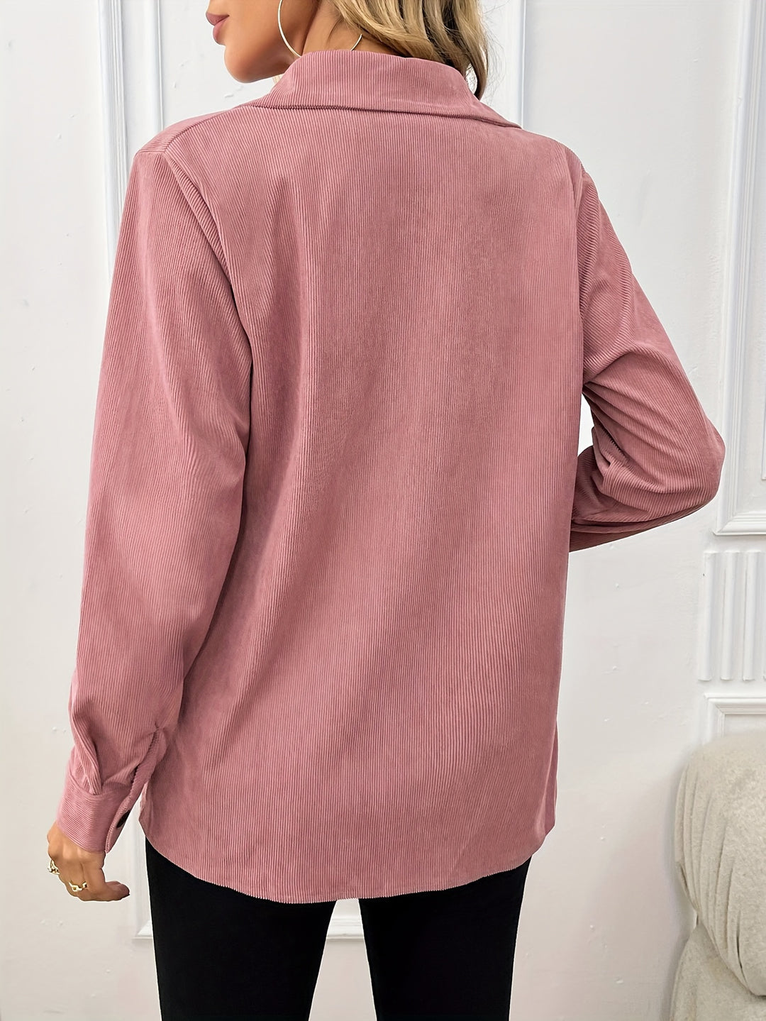 Cordjacke mit Reverskragen und aufgesetzten Taschen für Damen