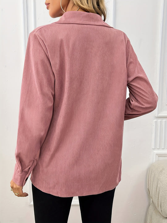 Cordjacke mit Reverskragen und aufgesetzten Taschen für Damen