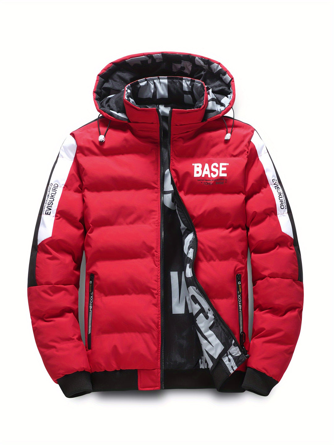 Wärmende Pufferjacke mit Buchstabenmuster für Herren