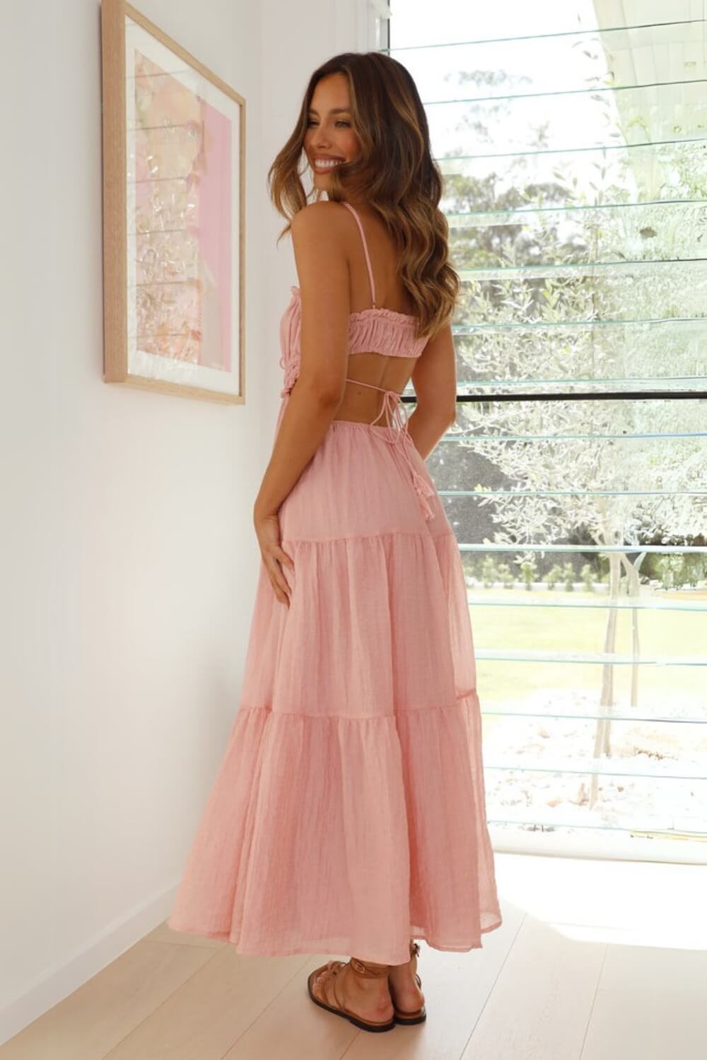 Midi-Kleid für Damen aus Chiffon-Baumwollmischung
