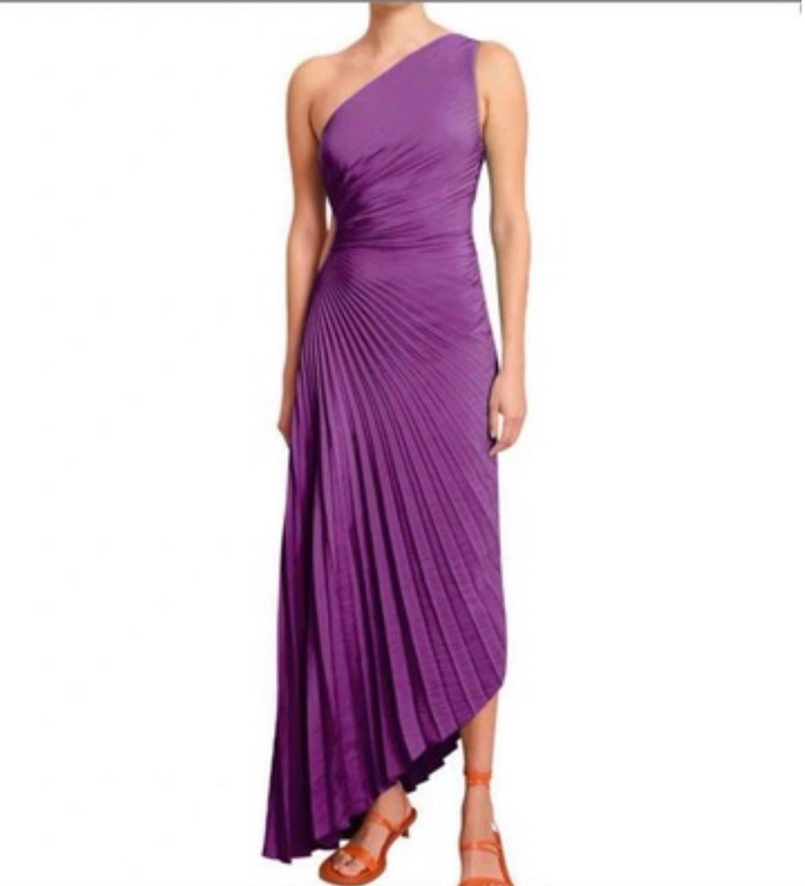 Asymmetrisches Plissee Midi-Kleid aus Poly-Georgette