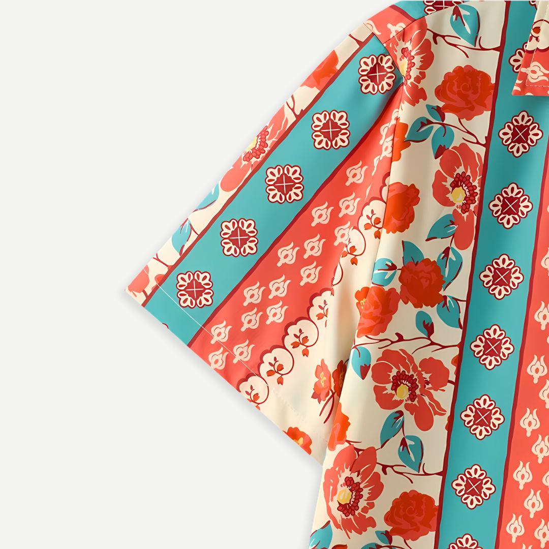 Herren Sommerhemd mit floralem Print in Rückenansicht