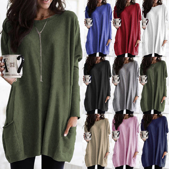 Damen Pullover Mit Taschen Und Langarm