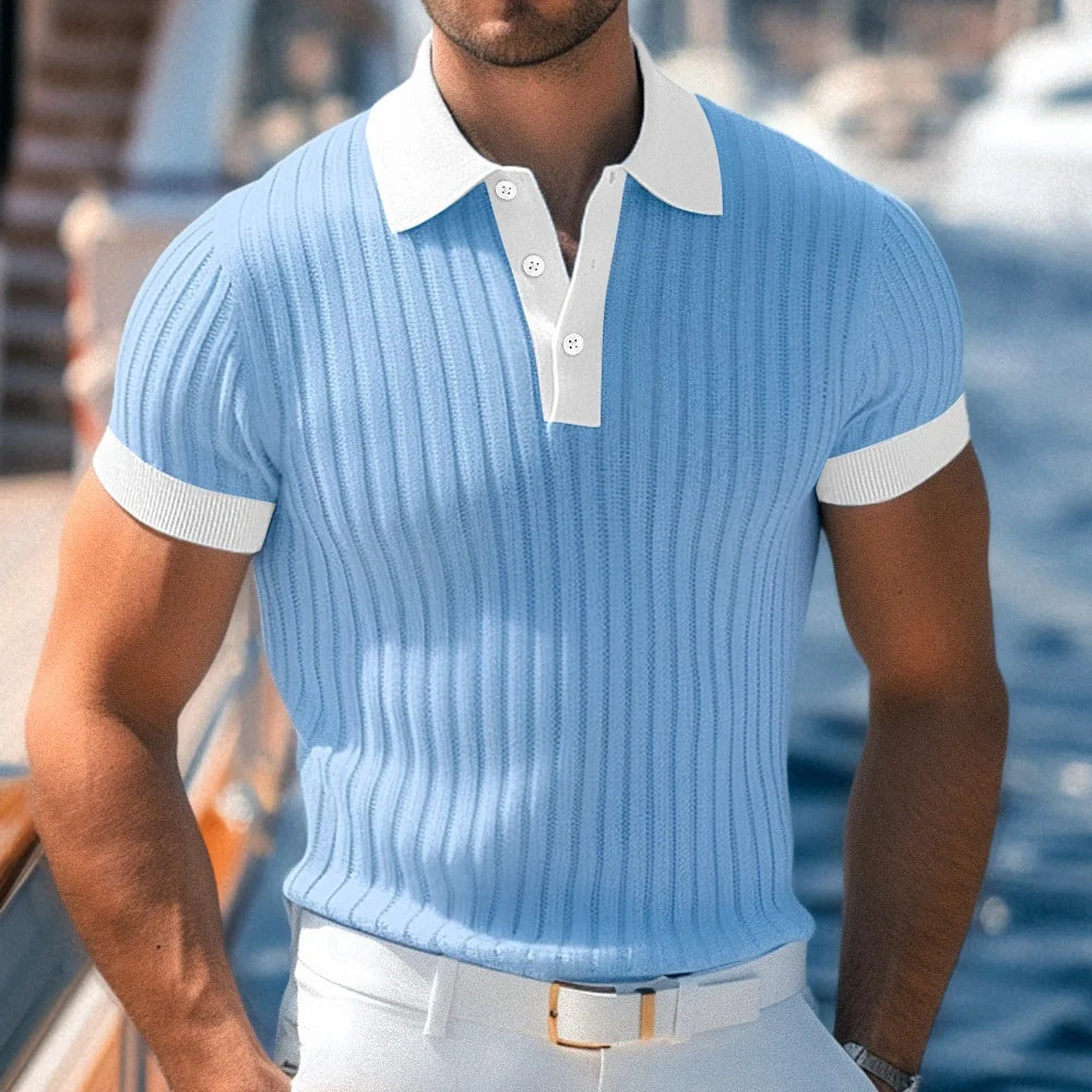 Herren Sommer Polo Mit Strukturiertem Strickdesign