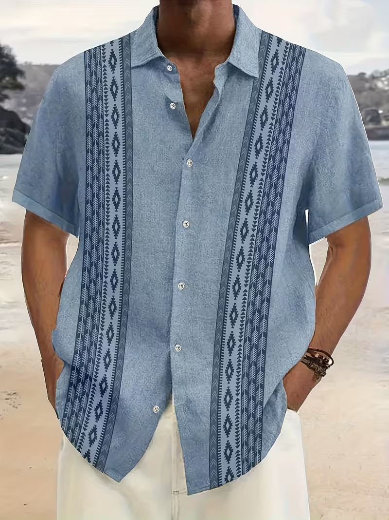Herren Kurzarmhemd Mit Geometrischem Print Und Campkragen