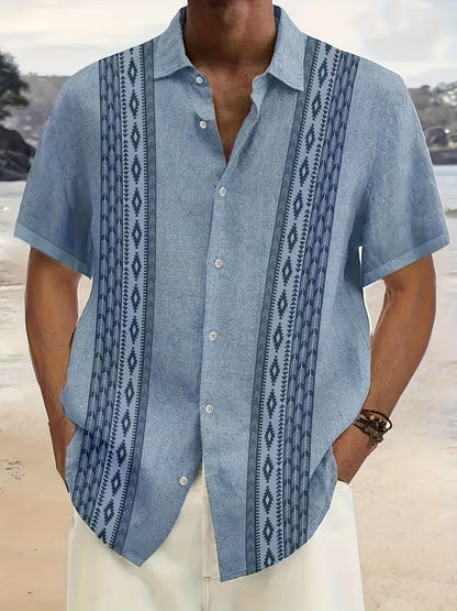 Herren Kurzarmhemd Mit Geometrischem Print Und Campkragen