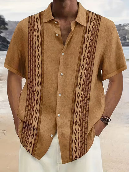 Herren Kurzarmhemd Mit Geometrischem Print Und Campkragen