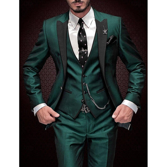 Herren Leinen Anzug Dreiteilig Mit Blazer Weste Und Hose