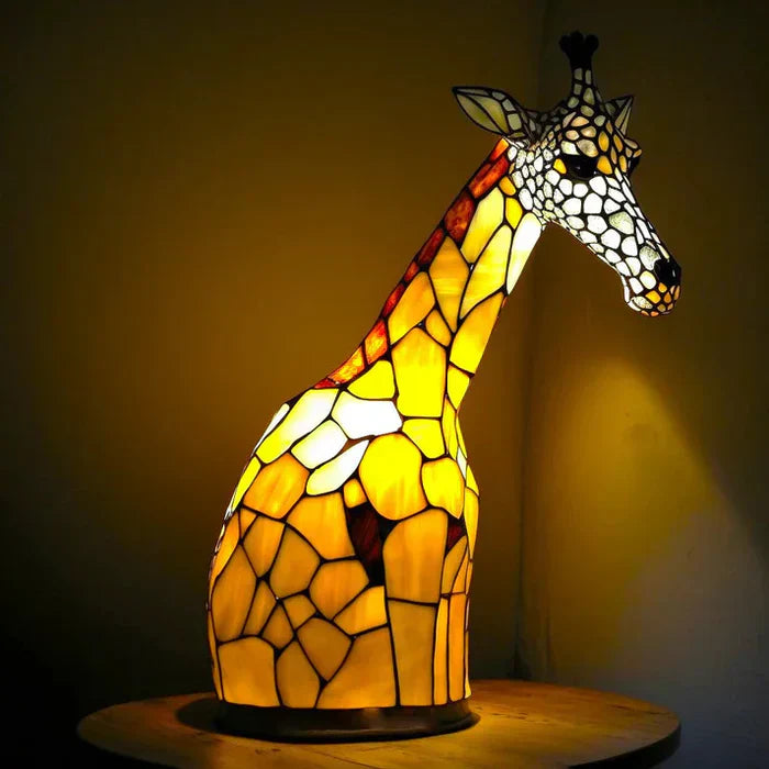 Kunstvolle Tier-Tischlampe mit Buntglaseffekt
