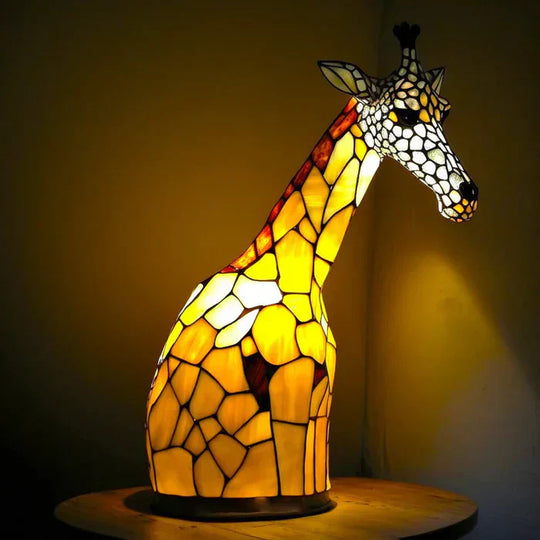 Kunstvolle Tier-Tischlampe mit Buntglaseffekt