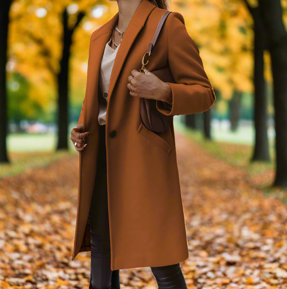 Damen Übergangsmantel Lang Mit Klassischem Design