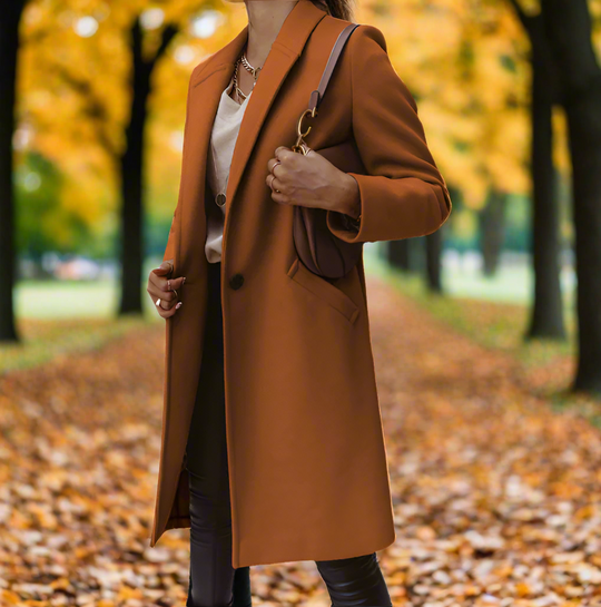 Damen Übergangsmantel Lang Mit Klassischem Design
