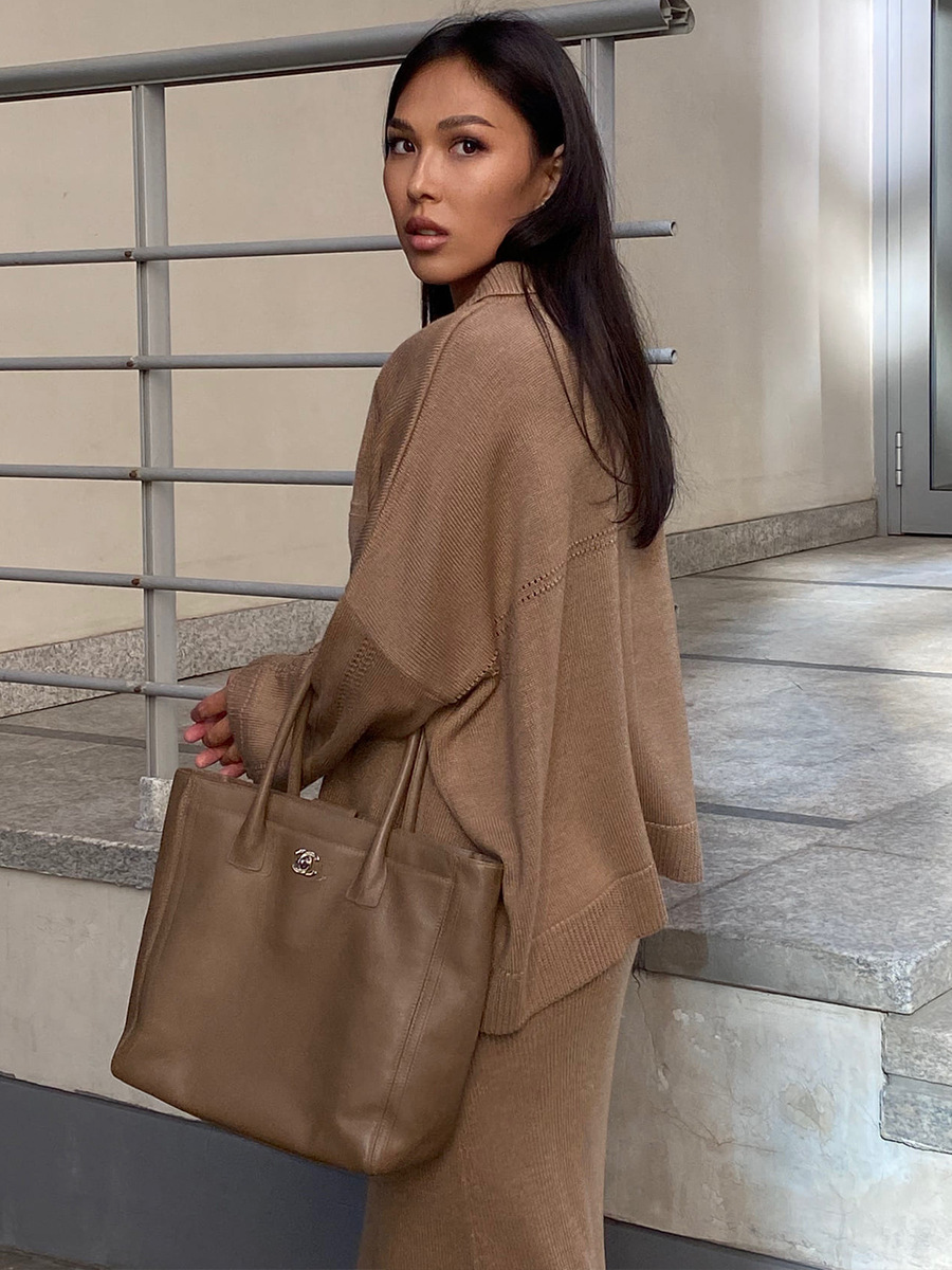 Damen Strick Set Mit Lockerem Pullover Und Rock