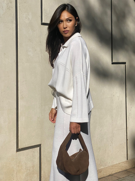 Damen Strick Set Mit Lockerem Pullover Und Rock