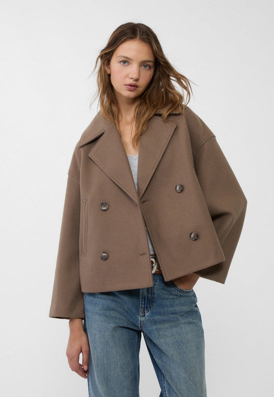 Damen Kurzmantel Mit Eleganter Silhouette