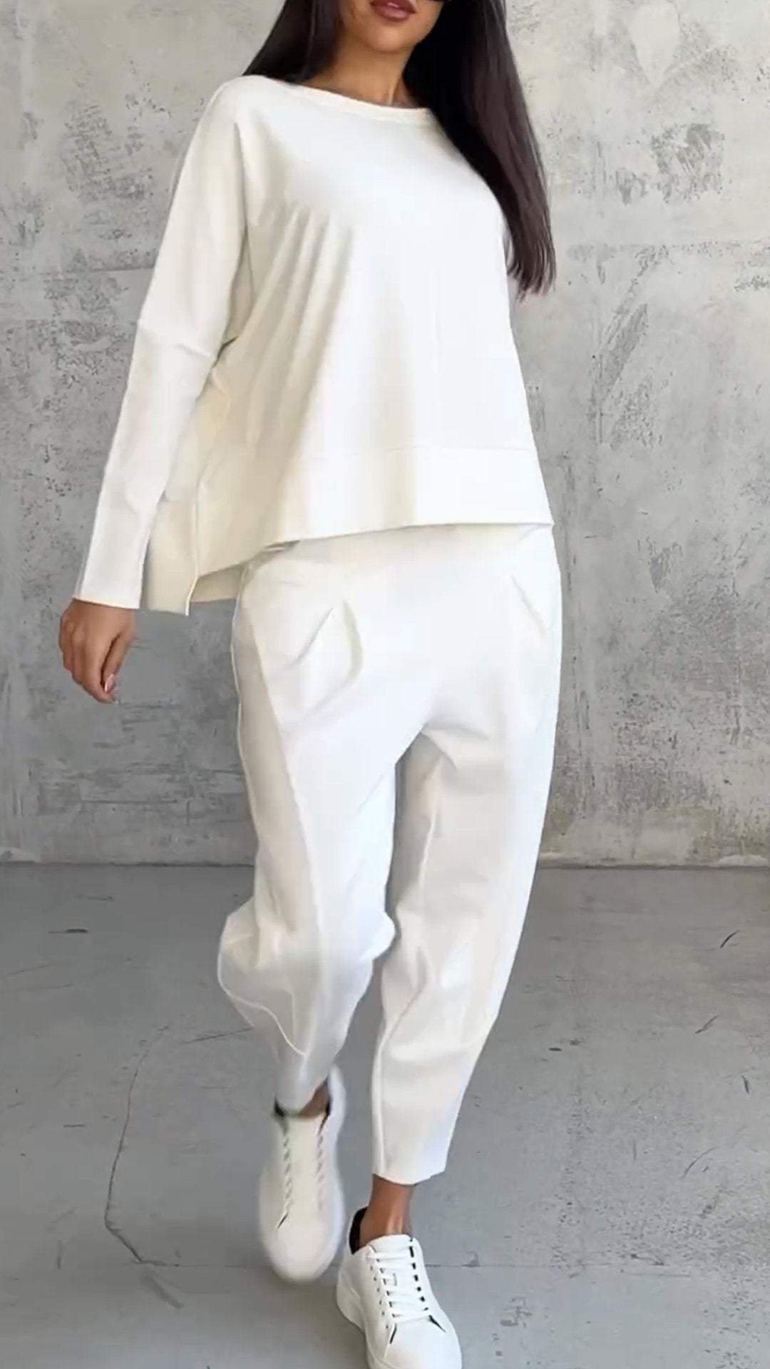 Damen Zweiteiliges Sommerset Mit Langarmshirt Und Hose