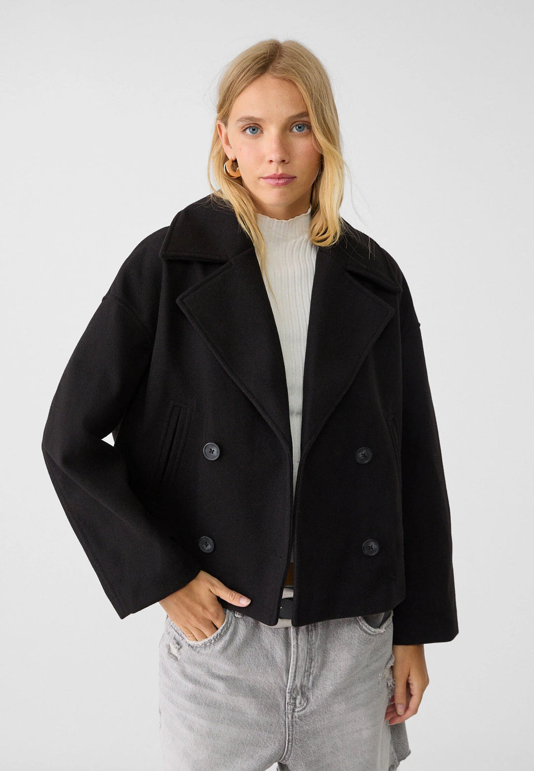 Damen Kurzmantel Mit Eleganter Silhouette