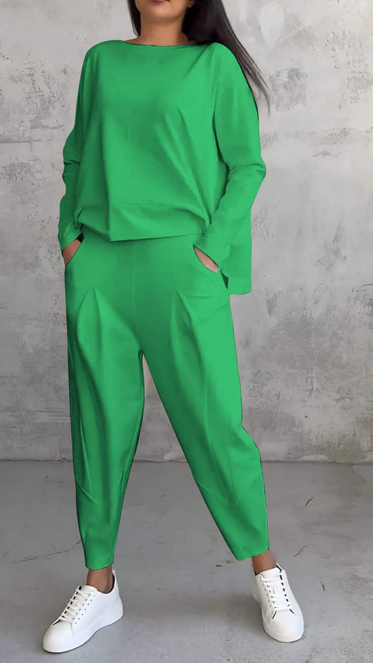 Damen Zweiteiliges Sommerset Mit Langarmshirt Und Hose