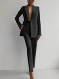 Damen Blazer Und Hosen Set Mit Geradem Schnitt