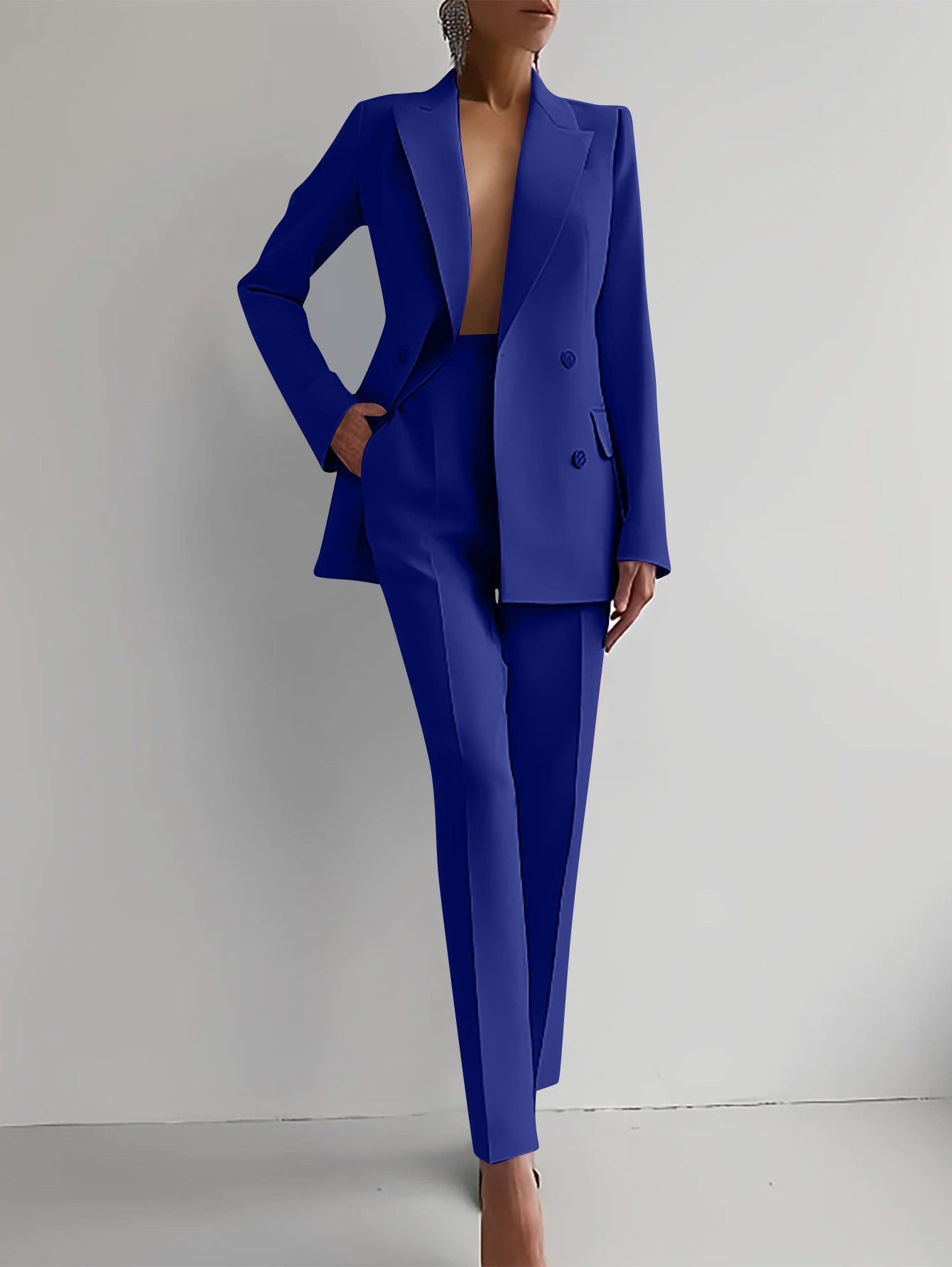 Damen Blazer Und Hosen Set Mit Geradem Schnitt