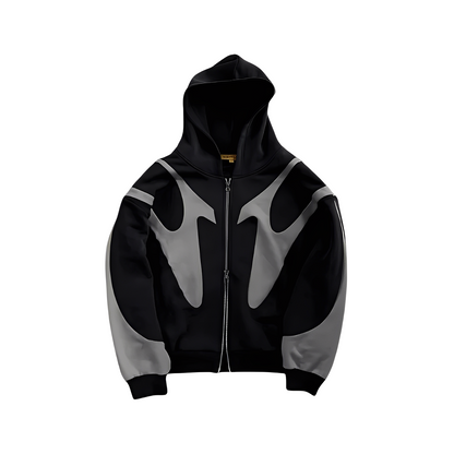Herren moderner Kapuzenpullover mit Reißverschluss und Grafikdruck