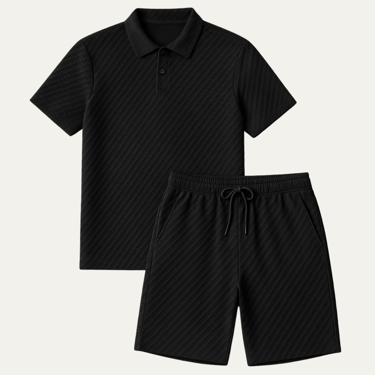 Jacquard Polo und Shorts Set für Herren in eleganter Sommeroptik