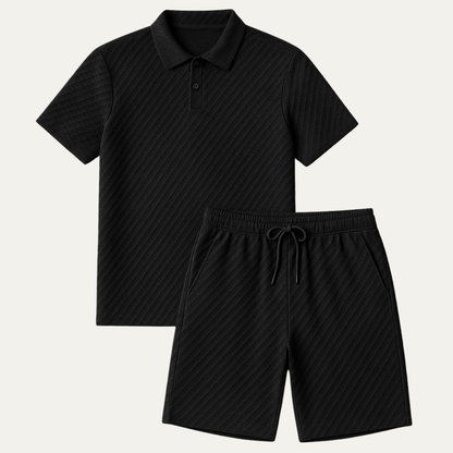Jacquard Polo und Shorts Set für Herren in eleganter Sommeroptik