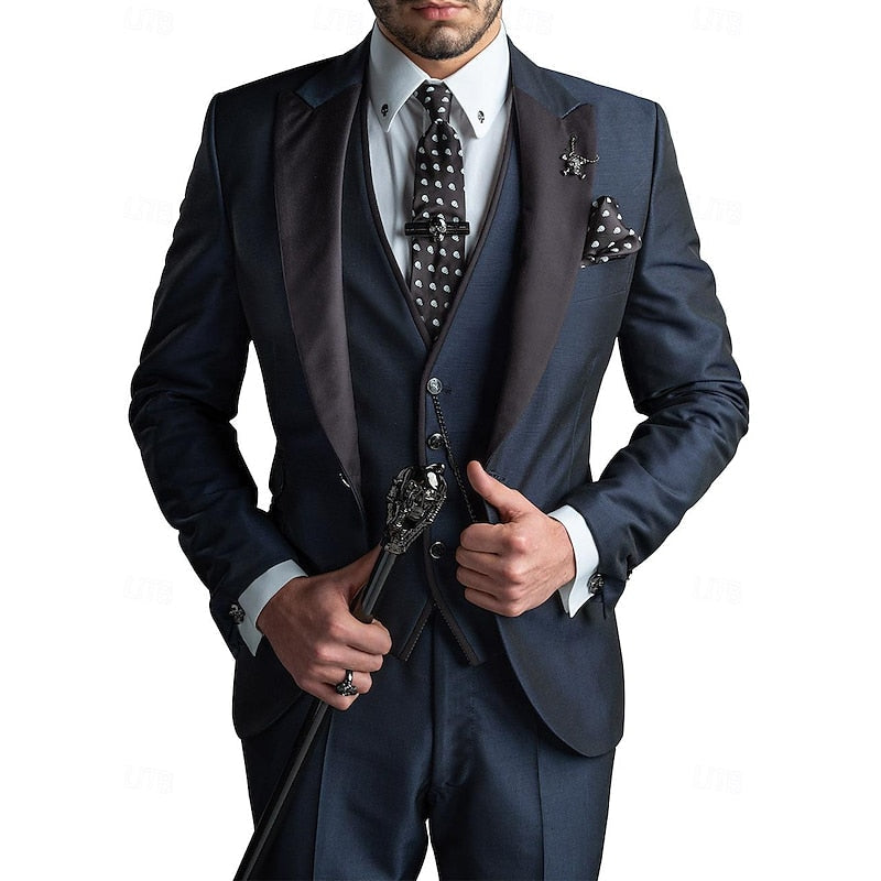 Herren Leinen Anzug Dreiteilig Mit Blazer Weste Und Hose