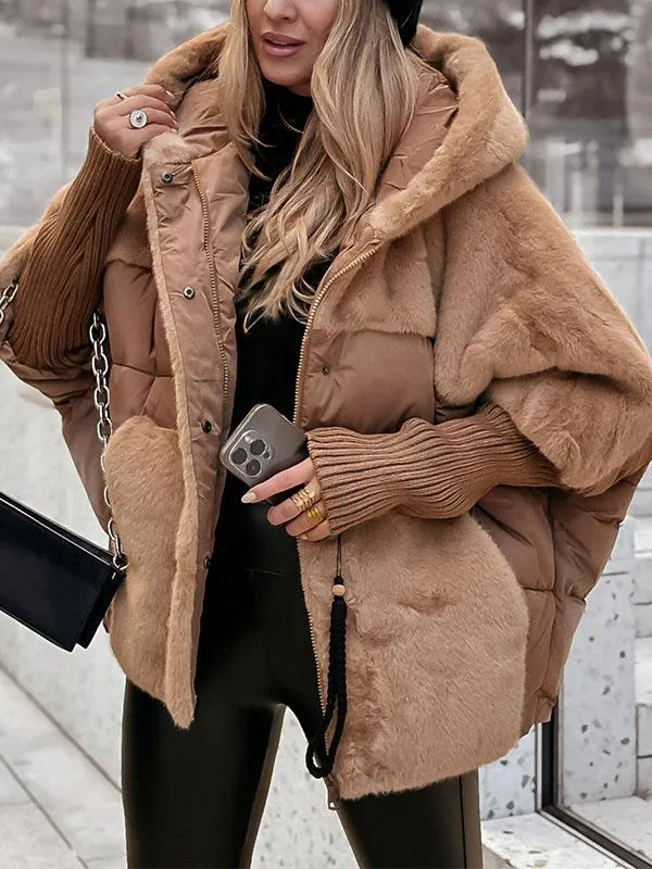 Damen Bomberjacke Mit Kapuze Und Mehrfarbigem Design